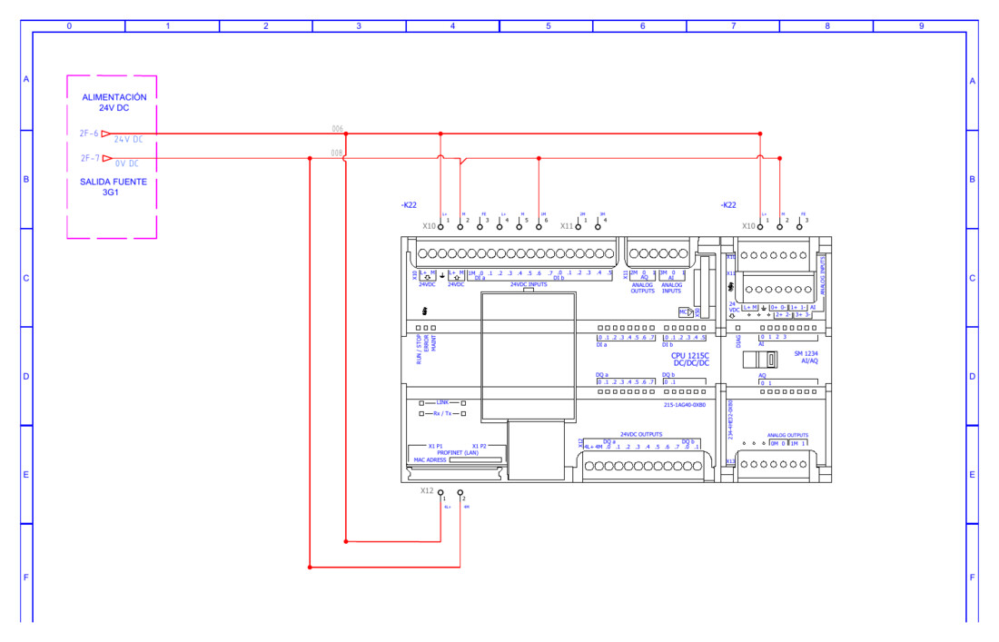 Hoja 3: alimentación del PLC Siemens S7-1200